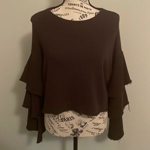 Chocolate fun wide sleeves cropped top